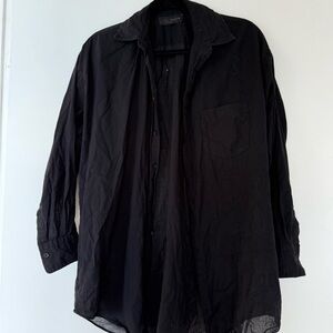 Zara Women’s Black Lightweight Linen Blend Shirt